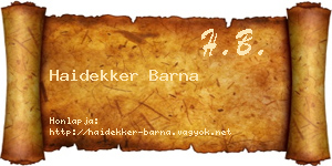 Haidekker Barna névjegykártya